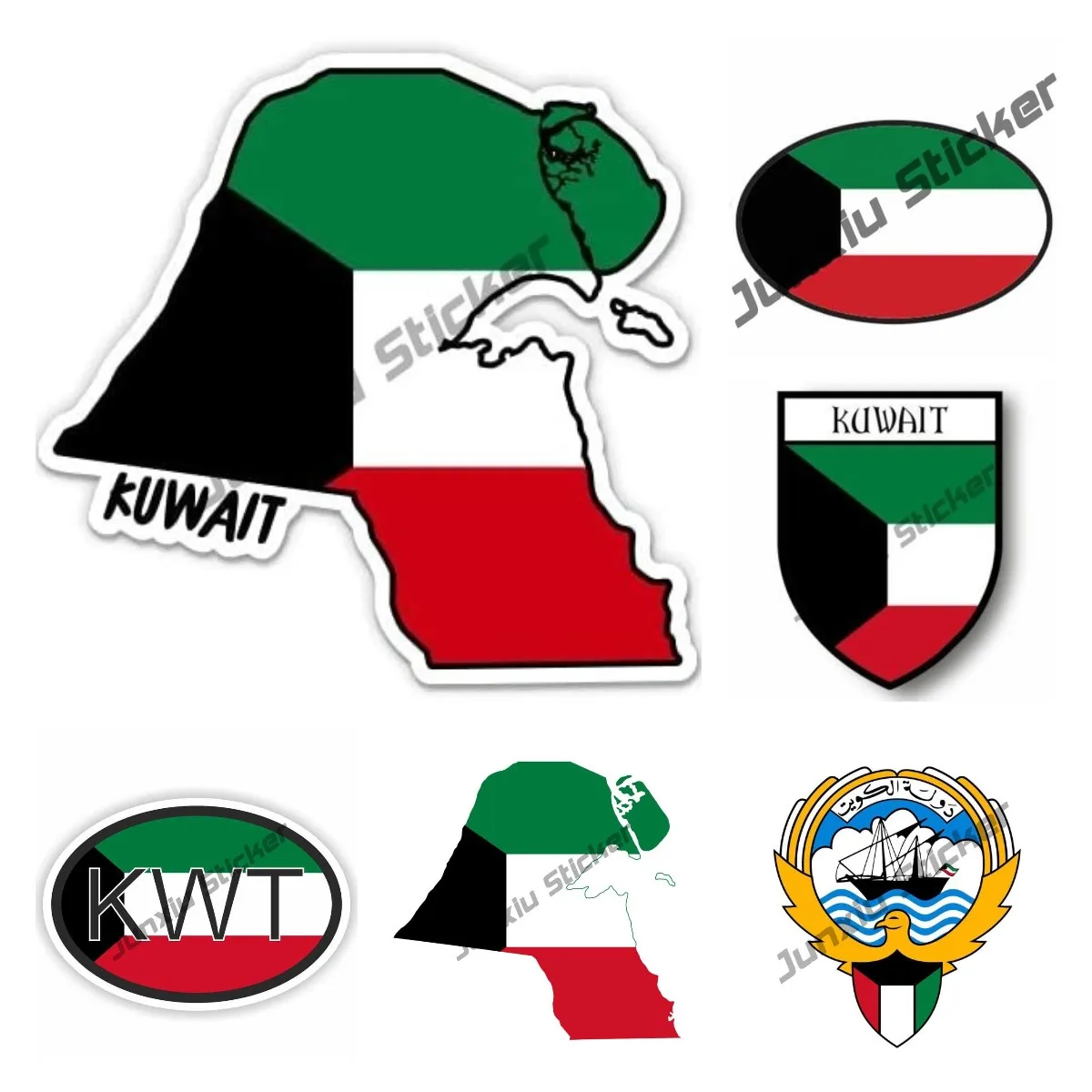 Car Accessories Kuwait - خريطة الكويت مع العلم ملصق فينيل