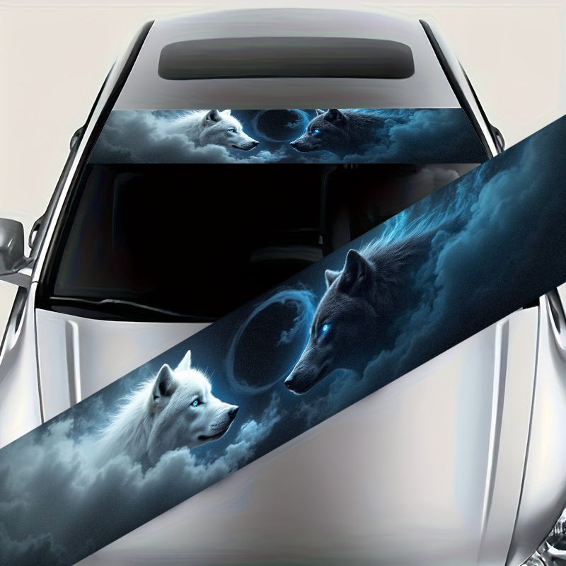 Car Accessories Banner - 1 قطعة المزدوج الذئب تحت عنوان