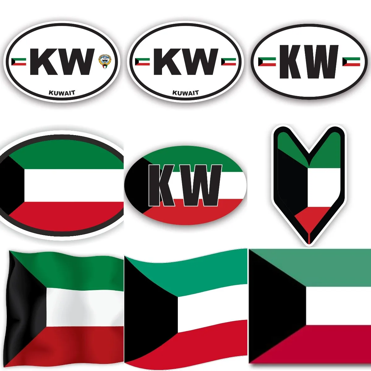 Car Accessories Kuwait - KW الكويت العلم شعار الإبداعية ملصقات
