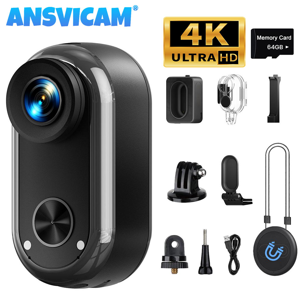 Car Accessories Online - كاميرا أكشن صغيرة ANSVICAM بدقة 4K