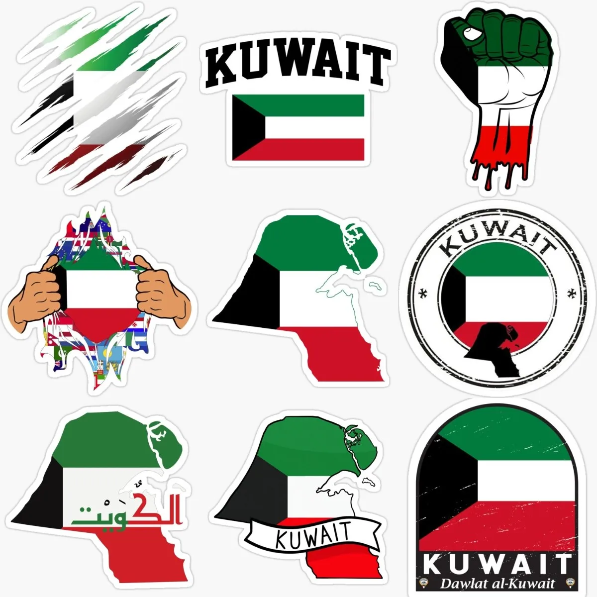 Car Accessories Kuwait - KWT الكويت العلم خريطة شعار ملصقات