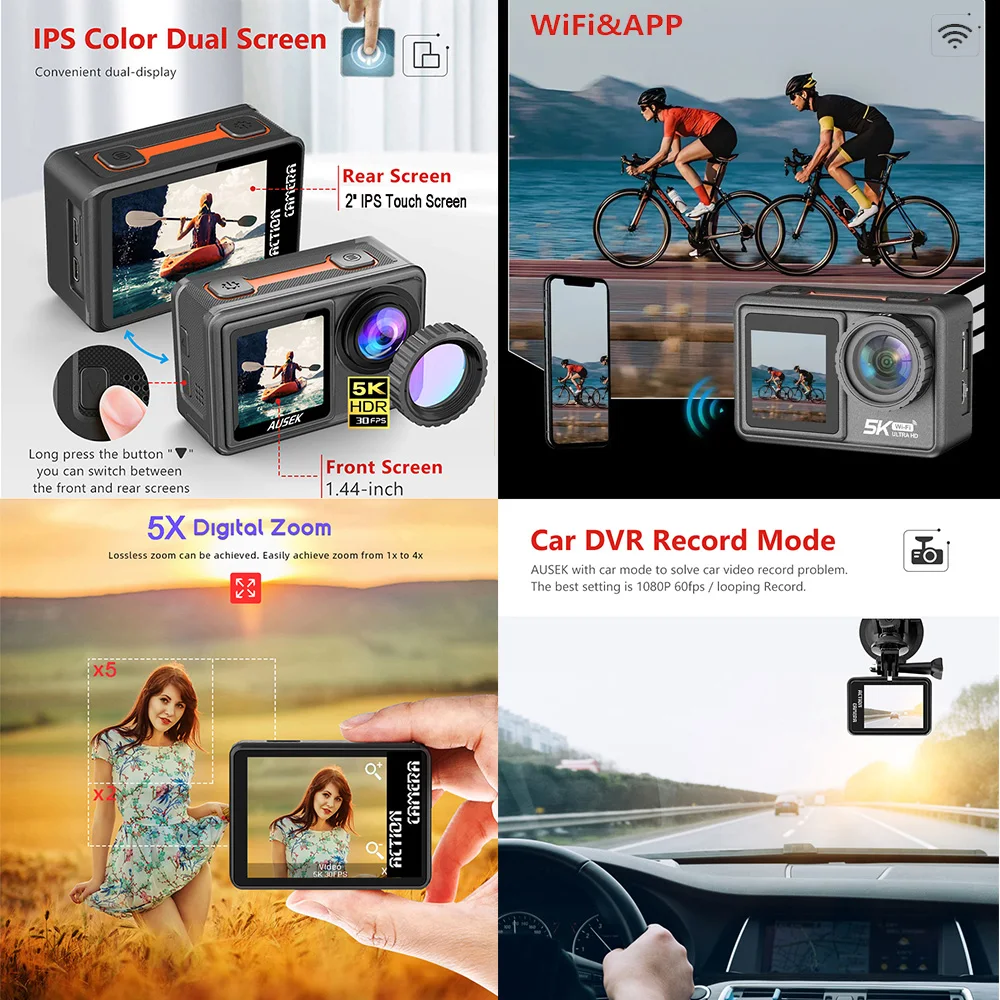كاميرا أكشن AUSEK M81TR بدقة 5 - مراجعة Car Accessories Online وسعره