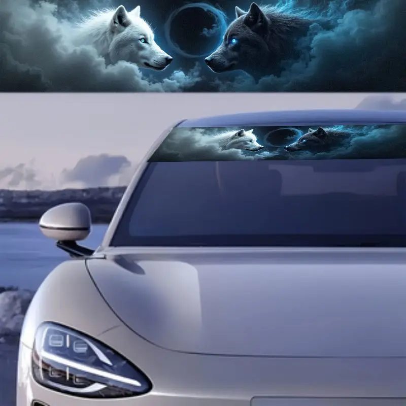 1 قطعة المزدوج الذئب تحت عنوان - مراجعة Car Accessories Banner وسعره